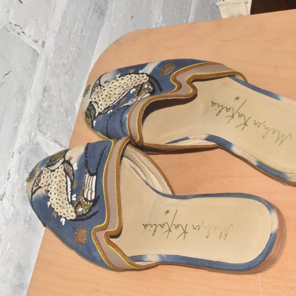 MEHER KAKALIA Slip on Perfect Fish Sequin Suede Leather Shoes Made in Spain - 38 - Picture 5 of 7